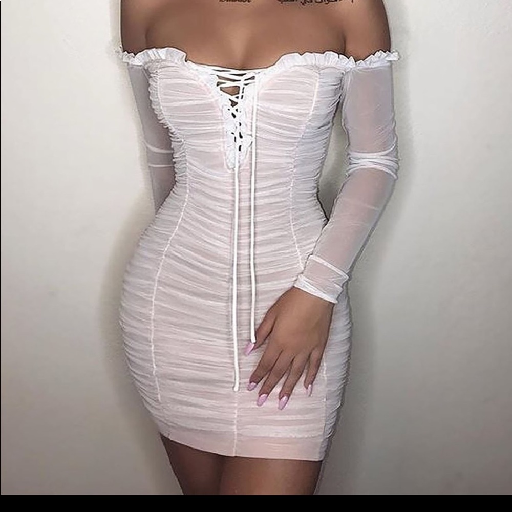 Fashion Nova White Maura Mesh Dress
